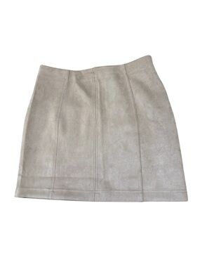 Classic Faux Suede Mini Skirt in Light Taupe Size Medium